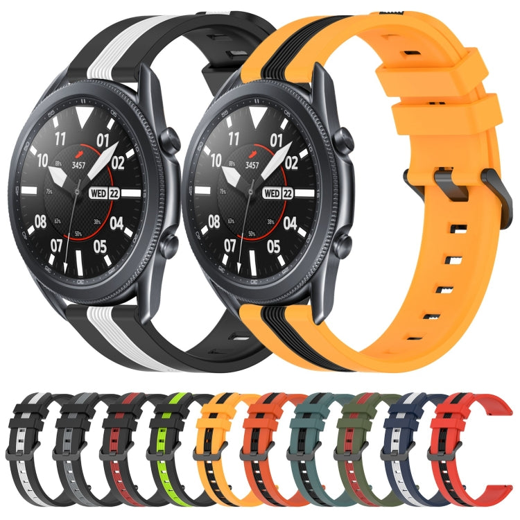 For Samsung Galaxy Watch3 45mm 22mm Vertical Two-Color Silicone Watch Band(Black+Grey) - Watch Bands by buy2fix | Online Shopping UK | buy2fix