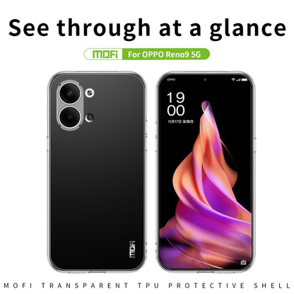 For OPPO Reno9 / Reno9 Pro 5G MOFI Ming Series Ultra-thin TPU Phone Case(Transparent) by MOFI