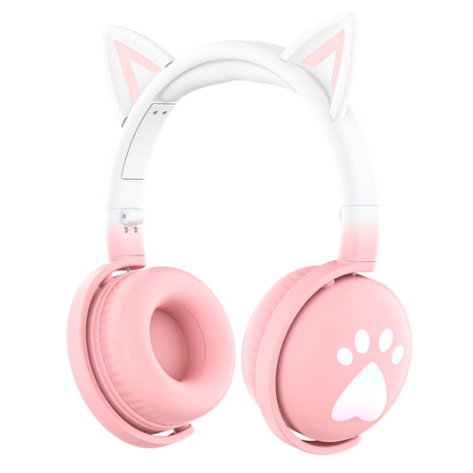 KE28 RGB Cute Cat Ears Bluetooth Wireless Music Headset with Detachable Mic(Pink) - Headset & Headphone by buy2fix | Online Shopping UK | buy2fix