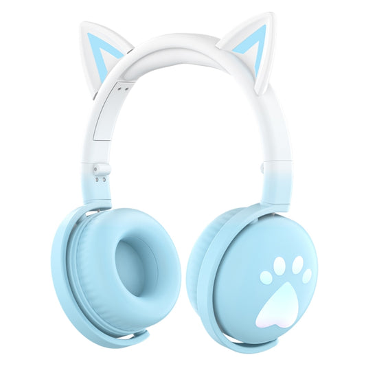 KE28 RGB Cute Cat Ears Bluetooth Wireless Music Headset with Detachable Mic(Blue) - Headset & Headphone by buy2fix | Online Shopping UK | buy2fix