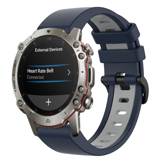For Amazfit Falcon 22mm Two-Color Sports Silicone Watch Band(Midnight Blue + Gray) - Watch Bands by buy2fix | Online Shopping UK | buy2fix