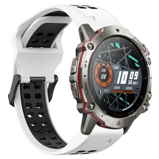For Amazfit Falcon 22mm  Two-Color Breathable Sports Silicone Watch Band(White+Black) - Watch Bands by buy2fix | Online Shopping UK | buy2fix