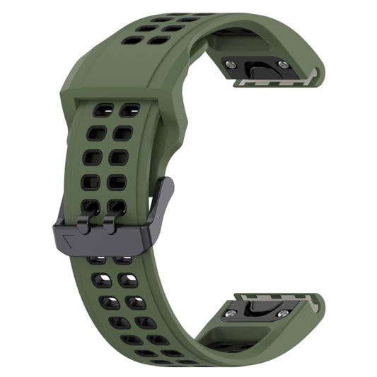 For Amazfit Falcon 22mm  Two-Color Breathable Sports Silicone Watch Band(Armygreen+Black) - Watch Bands by buy2fix | Online Shopping UK | buy2fix