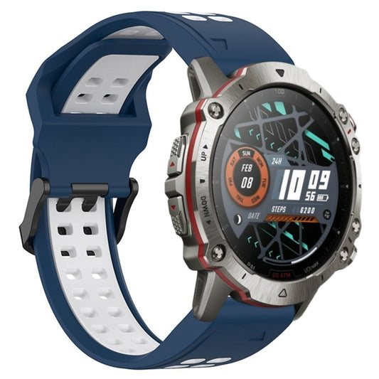 For Amazfit Falcon 22mm  Two-Color Breathable Sports Silicone Watch Band(Blue+White) - Watch Bands by buy2fix | Online Shopping UK | buy2fix