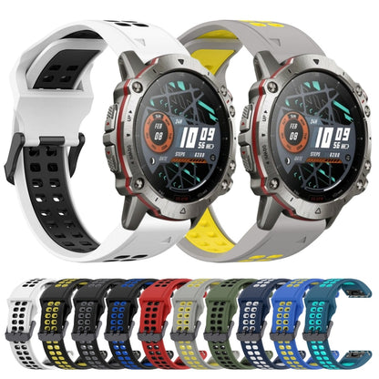 For Amazfit Falcon 22mm  Two-Color Breathable Sports Silicone Watch Band(Armygreen+Black) - Watch Bands by buy2fix | Online Shopping UK | buy2fix