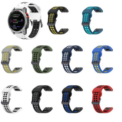 For Amazfit Falcon 22mm  Two-Color Breathable Sports Silicone Watch Band(White+Black) - Watch Bands by buy2fix | Online Shopping UK | buy2fix