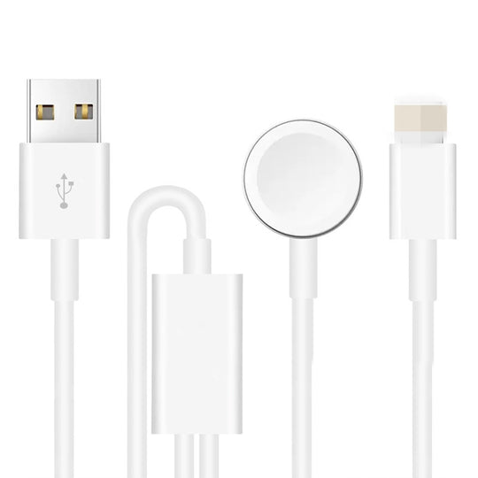 For Apple Watch Series & iPhone 2 in 1 USB Magnetic Charging Cable 1.2m