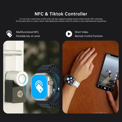 W800 Ultra 2.02 inch Color Screen Smart Watch,Support Heart Rate Monitoring / Blood Pressure Monitoring(Black) by buy2fix