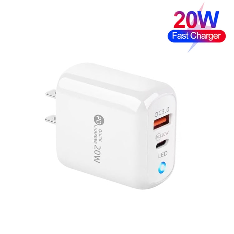 PD04 Type-C + USB Mobile Phone Charger with USB to Micro USB Cable, US Plug(White) by buy2fix