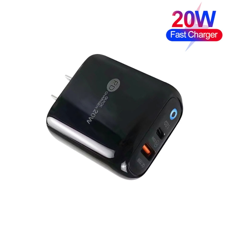 PD04 Type-C + USB Mobile Phone Charger with USB to Micro USB Cable, US Plug(Black) by buy2fix