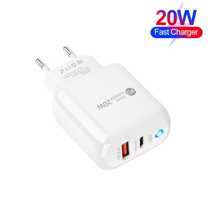 PD04 Type-C + USB Mobile Phone Charger with USB to Type-C Cable, US Plug(White) by buy2fix
