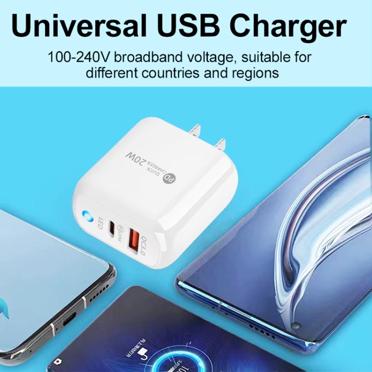 PD04 Type-C + USB Mobile Phone Charger with USB to Type-C Cable, US Plug(Black) by buy2fix