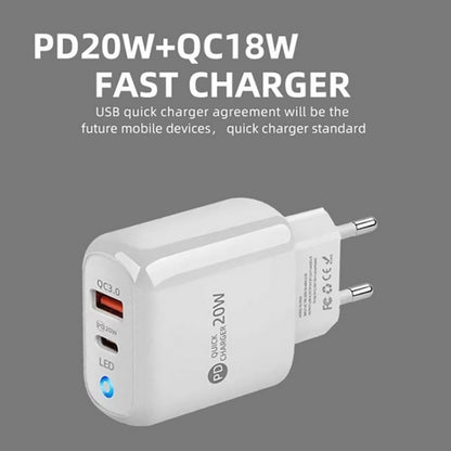 PD04 Type-C + USB Mobile Phone Charger with USB to Type-C Cable, UK Plug(White) by buy2fix