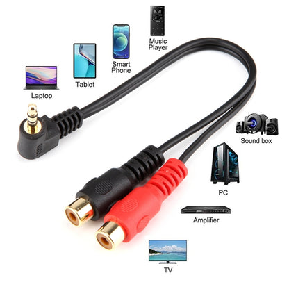 JUNSUNMAY 3.5mm Male Elbow to Dual RCA Stereo Audio Cable Adapter 20cm - Audio Adapter by JUNSUNMAY | Online Shopping UK | buy2fix