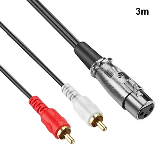 JUNSUNMAY 2 RCA Male to XLR Female Stereo Audio Cable, Cable Length:3m - RCA Cable by JUNSUNMAY | Online Shopping UK | buy2fix