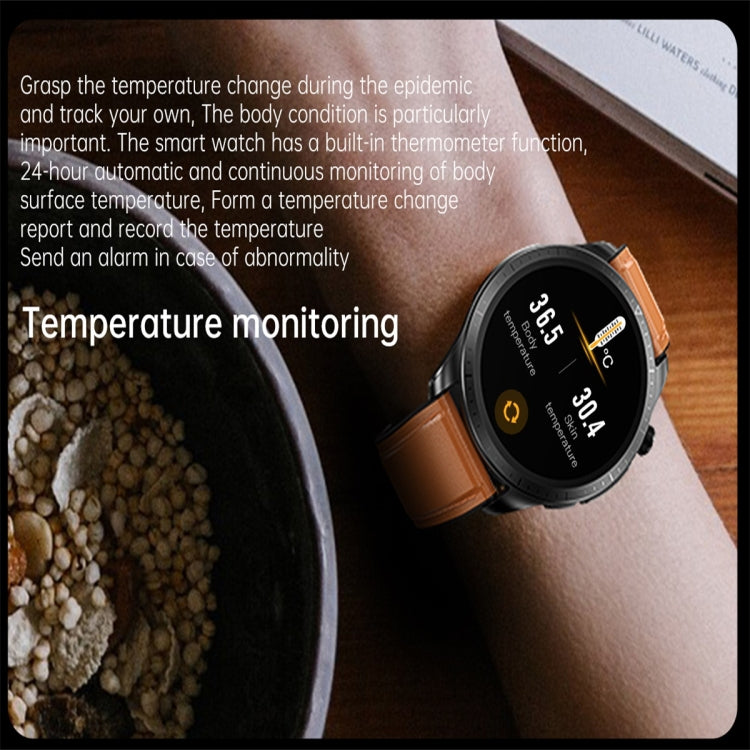 E420 1.39 inch Color Screen Smart Watch,Leather Strap,Support Heart Rate Monitoring / Blood Pressure Monitoring(Brown) by buy2fix