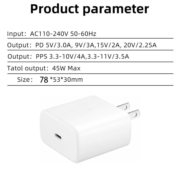 M135 45W USB-C / Type-C Port Fast Charger with 5A Type-C to Type-C Cable, US Plug(White) by buy2fix