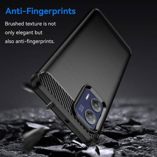 For Motorola Moto G73 Brushed Texture Carbon Fiber TPU Phone Case(Black) - Motorola Cases by buy2fix | Online Shopping UK | buy2fix