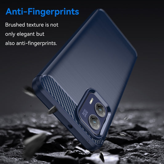 For Motorola Moto G73 Brushed Texture Carbon Fiber TPU Phone Case(Blue) - Motorola Cases by buy2fix | Online Shopping UK | buy2fix