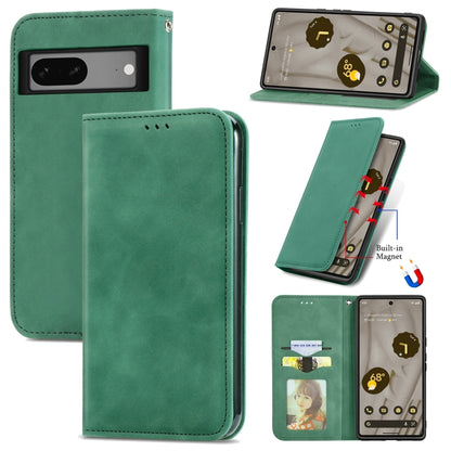 For Google Pixel 7A Retro Skin Feel Magnetic Flip Leather Phone Case(Green) by buy2fix