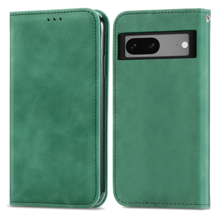 For Google Pixel 7A Retro Skin Feel Magnetic Flip Leather Phone Case(Green) by buy2fix