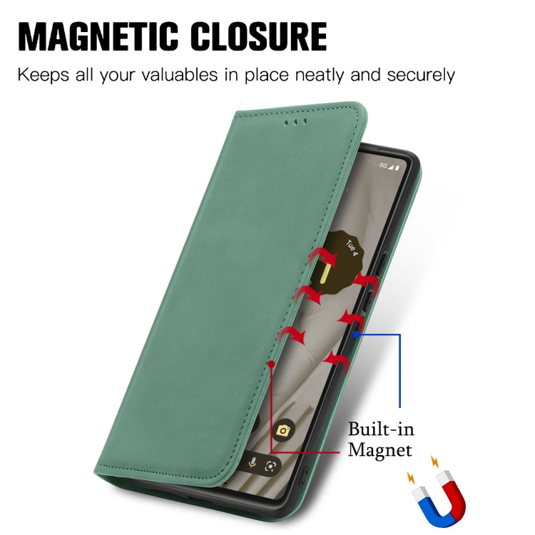 For Google Pixel 7A Retro Skin Feel Magnetic Flip Leather Phone Case(Green) by buy2fix