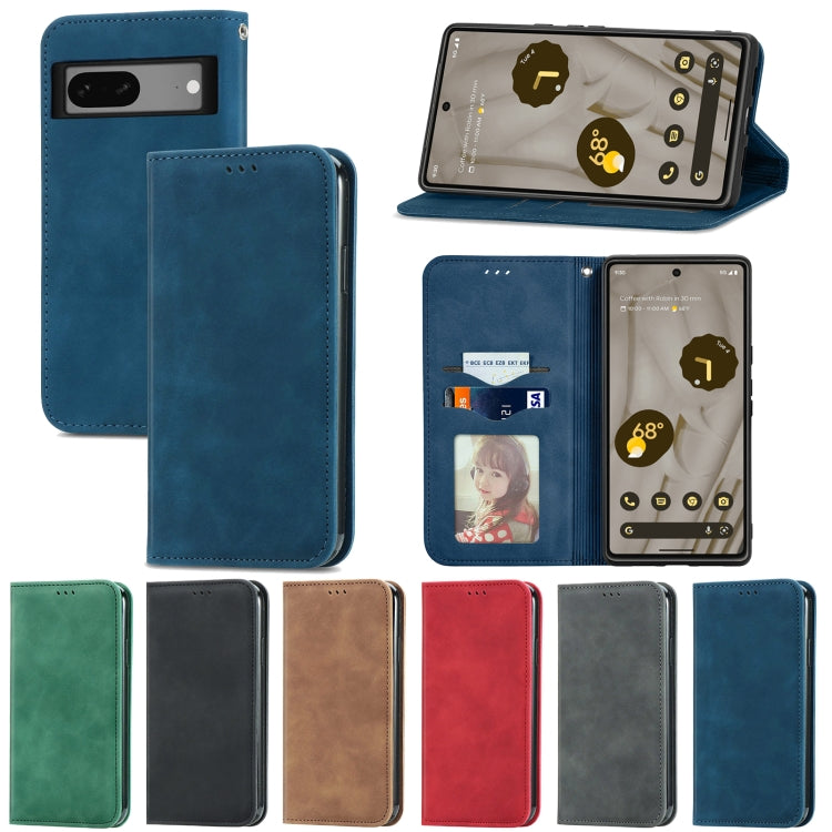 For Google Pixel 7A Retro Skin Feel Magnetic Flip Leather Phone Case(Green) by buy2fix
