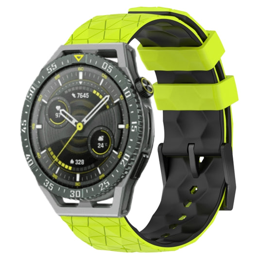 For Huawei Watch GT 3 SE 22mm Football Pattern Two-Color Silicone Watch Band(Lime Green + Black) by buy2fix
