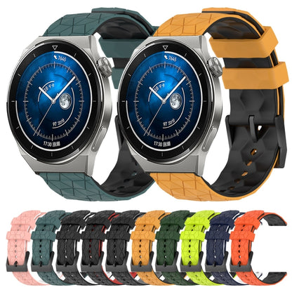 For Huawei Watch GT3 Pro 46mm 22mm Football Pattern Two-Color Silicone Watch Band(Armygreen+Black) by buy2fix