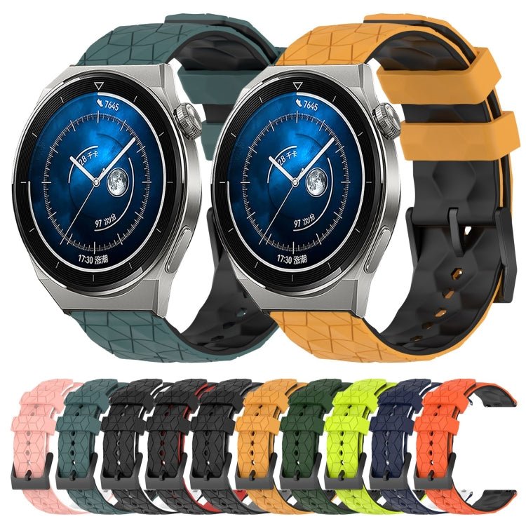 For Huawei Watch GT3 Pro 46mm 22mm Football Pattern Two-Color Silicone Watch Band(Black+Grey) by buy2fix