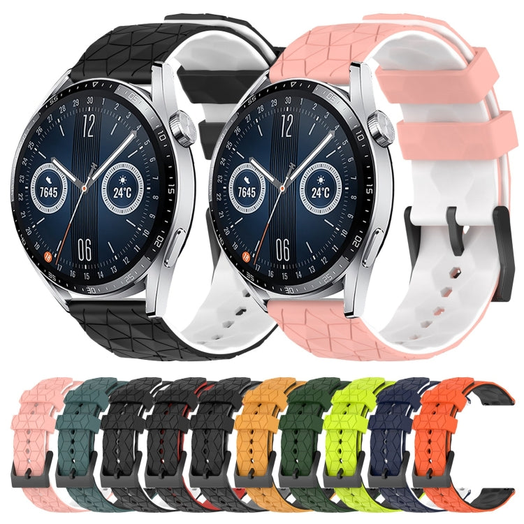 For Huawei Watch GT3 46mm 22mm Football Pattern Two-Color Silicone Watch Band(Midnight Blue + White) by buy2fix