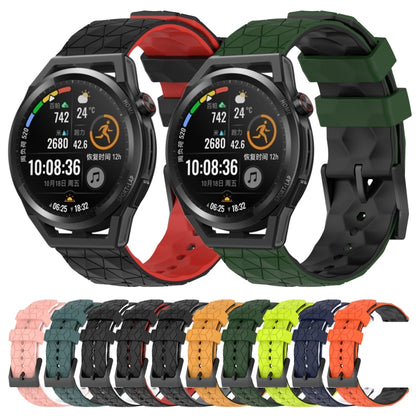 For Huawei Watch GT Runner 22mm Football Pattern Two-Color Silicone Watch Band(Black+Grey) by buy2fix
