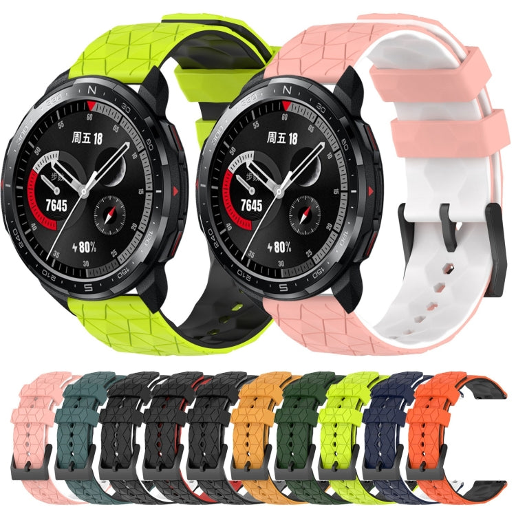 For Honor Watch GS Pro 22mm Football Pattern Two-Color Silicone Watch Band(Black+Grey) by buy2fix