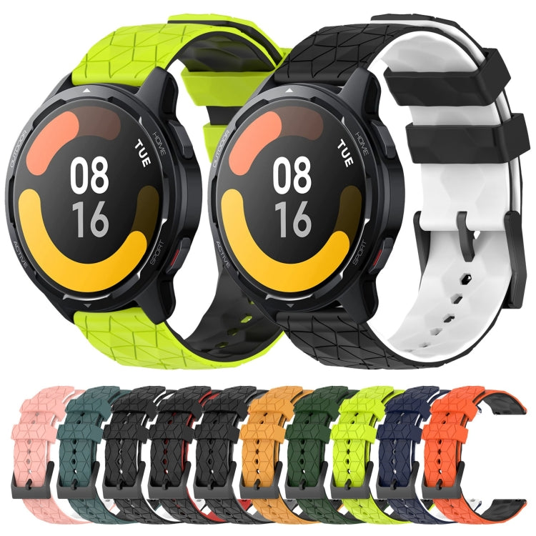 For Xiaomi MI Watch S1 Active 22mm Football Pattern Two-Color Silicone Watch Band(Black+Grey) - Watch Bands by buy2fix | Online Shopping UK | buy2fix