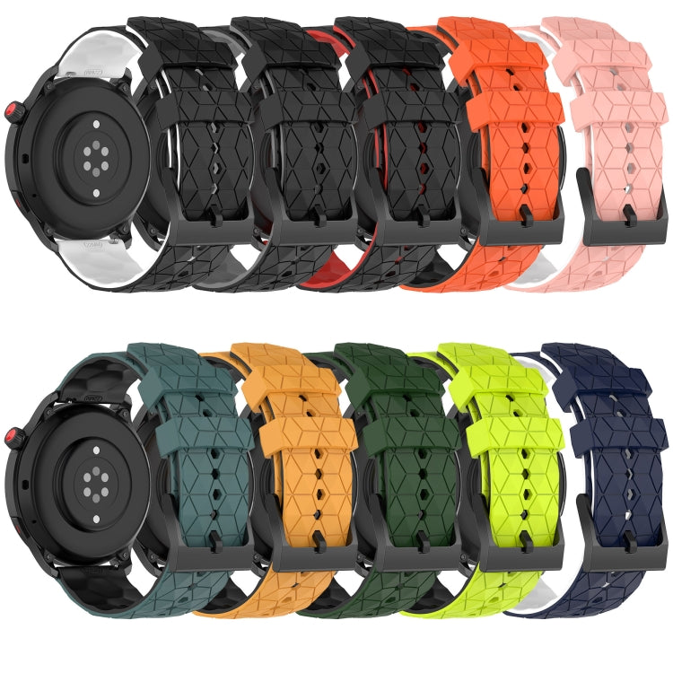 For Xiaomi MI Watch S1 Active 22mm Football Pattern Two-Color Silicone Watch Band(Black+Grey) - Watch Bands by buy2fix | Online Shopping UK | buy2fix