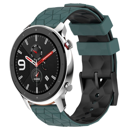 For Amazfit GTR 4 Pro 22mm Football Texture Two-Color Silicone Watch Band(Olive Green + Black) - Watch Bands by buy2fix | Online Shopping UK | buy2fix