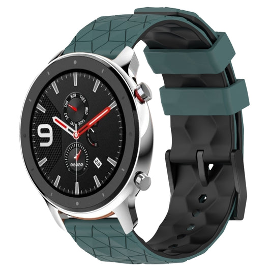 For Amazfit GTR 4 Pro 22mm Football Texture Two-Color Silicone Watch Band(Olive Green + Black) - Watch Bands by buy2fix | Online Shopping UK | buy2fix