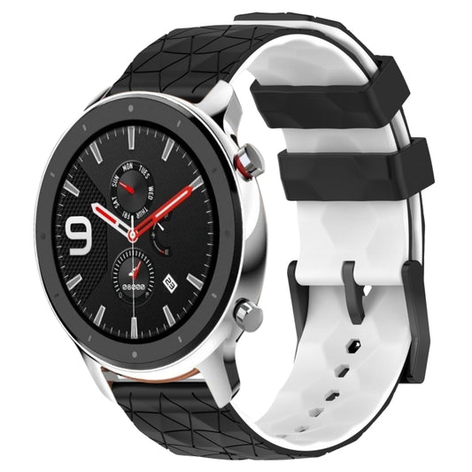For Amazfit GTR 4 Pro 22mm Football Texture Two-Color Silicone Watch Band(Black+White) - Watch Bands by buy2fix | Online Shopping UK | buy2fix