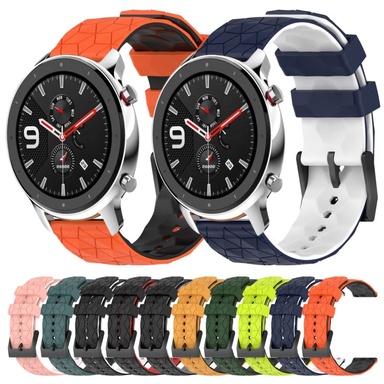 For Amazfit GTR 4 Pro 22mm Football Texture Two-Color Silicone Watch Band(Olive Green + Black) - Watch Bands by buy2fix | Online Shopping UK | buy2fix