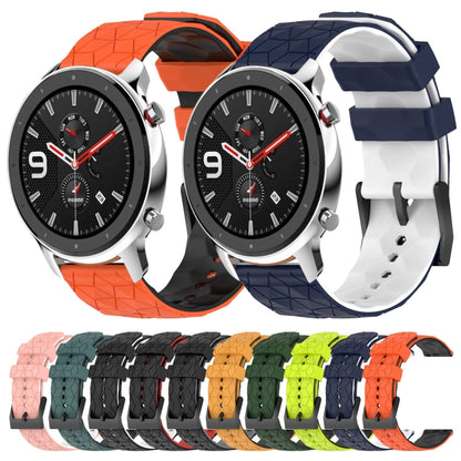 For Amazfit GTR 4 Pro 22mm Football Texture Two-Color Silicone Watch Band(Olive Green + Black) - Watch Bands by buy2fix | Online Shopping UK | buy2fix