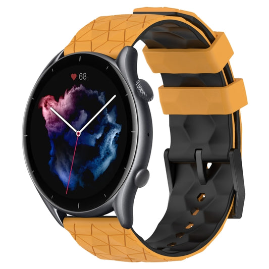 For Amazfit GTR 3 Pro 22mm Football Texture Two-Color Silicone Watch Band(Yellow+Black) - Watch Bands by buy2fix | Online Shopping UK | buy2fix