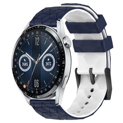 For Huawei Watch GT3 42mm 20mm Football Pattern Two-Color Silicone Watch Band(Midnight Blue + White) by buy2fix