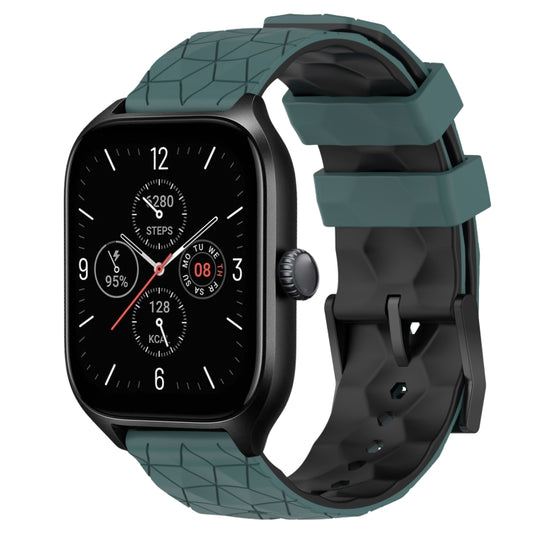 For Amazfit GTS 4 20mm Football Texture Two-Color Silicone Watch Band(Olive Green + Black) - Watch Bands by buy2fix | Online Shopping UK | buy2fix