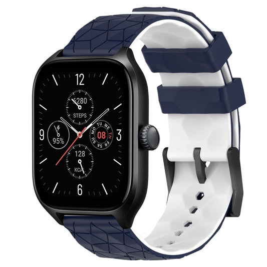 For Amazfit GTS 4 20mm Football Texture Two-Color Silicone Watch Band(Midnight Blue + White) - Watch Bands by buy2fix | Online Shopping UK | buy2fix