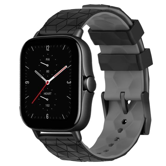 For Amazfit GTS 2E 20mm Football Texture Two-Color Silicone Watch Band(Black+Grey) - Watch Bands by buy2fix | Online Shopping UK | buy2fix