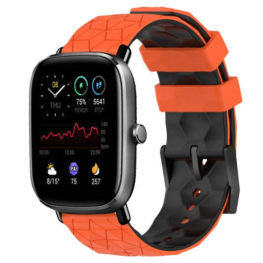 For Amazfit GTS 2 Mini 20mm Football Texture Two-Color Silicone Watch Band(Orange+Black) - Watch Bands by buy2fix | Online Shopping UK | buy2fix