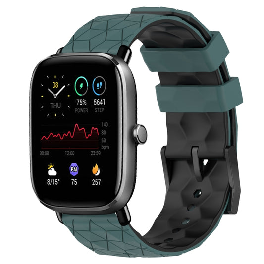 For Amazfit GTS 2 Mini 20mm Football Texture Two-Color Silicone Watch Band(Olive Green + Black) - Watch Bands by buy2fix | Online Shopping UK | buy2fix