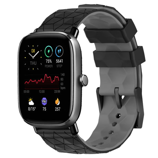 For Amazfit GTS 2 Mini 20mm Football Texture Two-Color Silicone Watch Band(Black+Grey) - Watch Bands by buy2fix | Online Shopping UK | buy2fix
