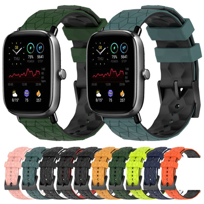 For Amazfit GTS 2 Mini 20mm Football Texture Two-Color Silicone Watch Band(Black+Grey) - Watch Bands by buy2fix | Online Shopping UK | buy2fix