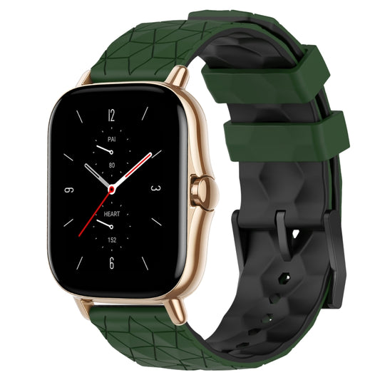 For Amazfit GTS 2 20mm Football Texture Two-Color Silicone Watch Band(Armygreen+Black) - Watch Bands by buy2fix | Online Shopping UK | buy2fix